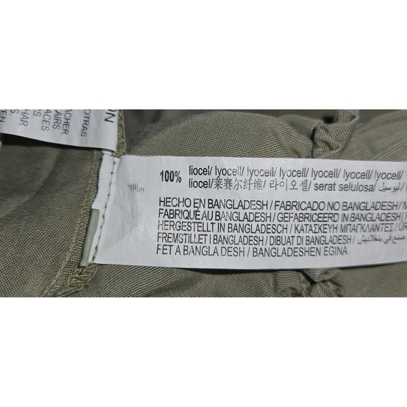 ZARA green babydoll ruffle roll tab sleeve shirt dress lyocell‎ woman Sz M - Picture 5 of 7